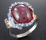 Серебряное кольцо с рубином 14,57 карата и синими сапфирами Серебро 925