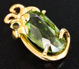 Кулон с желто-зеленым сфеном высокой дисперсии 3,85 карата