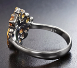 Серебряное кольцо с изумрудом высоких характеристик и разноцветными сапфирами Серебро 925