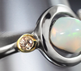 Серебряное кольцо с кристаллическим эфиопским опалом 1,53 карата и желтым сапфиром Серебро 925