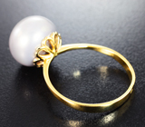Золотое кольцо с цветной морской жемчужиной 11,28 карата! Натуральный цвет Золото