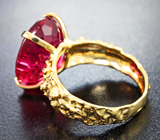 Золотое кольцо с пурпурно-малиновым рубеллитом турмалином 11,96 карата и бриллиантами Золото