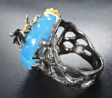 Серебряное кольцо с резным халцедоном и перидотом Серебро 925