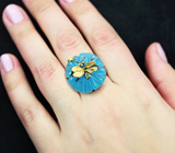 Серебряное кольцо с резным халцедоном и перидотом Серебро 925