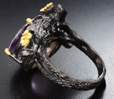 Серебряное кольцо с аметистом 13+ карат, родолитом и турмалином