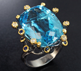 Серебряное кольцо с топазами и синими сапфирами Серебро 925