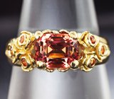 Кольцо с падпараджа турмалином 2,13 карата и оранжевыми сапфирами