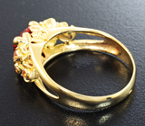 Кольцо с падпараджа турмалином 2,13 карата и оранжевыми сапфирами Золото