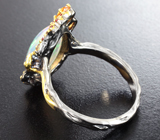 Серебряное кольцо с кристаллическим эфиопским опалом 2,92 карата и сапфирами Серебро 925
