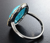 Серебряное кольцо с бирюзой 10,1 карата и синими сапфирами Серебро 925