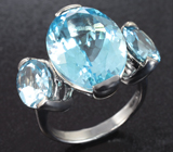 Серебряное кольцо с голубыми топазами 17,97 карата Серебро 925