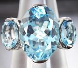 Серебряное кольцо с голубыми топазами 17,97 карата Серебро 925