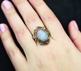 Серебряное кольцо с кристаллическим эфиопским опалом 6,85 карата и сапфирами Серебро 925