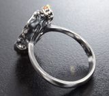 Серебряное кольцо с ограненным черным опалом 2,41 карата и сапфирами Серебро 925