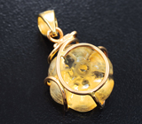 Золотой кулон с резным, частично матированным цитрином 9,46 карата