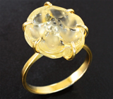 Золотое кольцо с резным, частично матированным цитрином 11,21 карата Золото