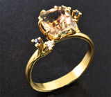Золотое кольцо с диаспором авторской огранки 3,39 карата, гранатами со сменой цвета и бриллиантами