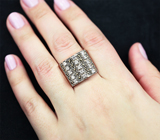 Широкое серебряное кольцо с марказитами Серебро 925
