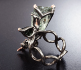 Серебряное кольцо с резным зеленым аметистом, диопсидами и резными турмалинами Серебро 925