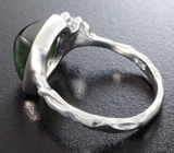 Серебряное кольцо с зеленым турмалином 4,83 карата и васильковыми сапфирами Серебро 925
