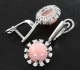 Замечательные серебряные серьги с розовыми опалами Серебро 925