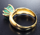 Золотое кольцо с уральским изумрудом авторской огранки 2,72 карата и бриллиантами Золото