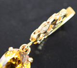 Золотые серьги с насыщенно-медовыми гелиодорами 6,03 карата и бриллиантами