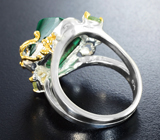 Серебряное кольцо с малахитом и турмалинами Серебро 925