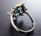 Серебряное кольцо с изумрудами высоких характеристик и разноцветными сапфирами Серебро 925