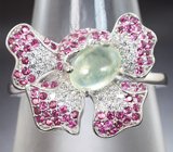 Эффектное серебряное кольцо с пренитом