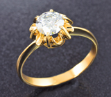 Золотое кольцо с бесцветным муассанитом 0,93 карата Золото