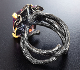 Серебряное кольцо с аметрином и родолитами