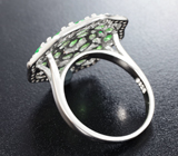 Роскошное серебряное кольцо с цаворитами высоких характеристик Серебро 925