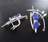 Серьги с танзанитами 12,54 карата, синими и бесцветными сапфирами