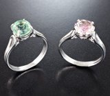 Два кольца с розовым муассанитом 2,65 карата и зеленым турмалином 3,05 карата