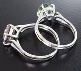 Два кольца с розовым муассанитом 2,65 карата и зеленым турмалином 3,05 карата