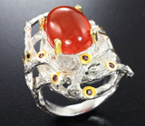 Серебряное кольцо с карнелианом и родолитами Серебро 925