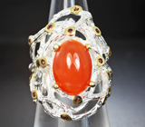 Серебряное кольцо с карнелианом и родолитами Серебро 925