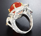 Серебряное кольцо с карнелианом и родолитами