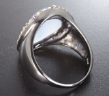 Серебряное кольцо с халцедоном и аметистами