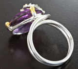 Серебряное кольцо с аметистом, родолитами и синими сапфирами