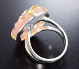 Серебряное кольцо с резным оранжевым халцедоном 25+ карат