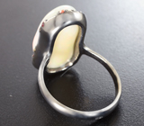 Серебряное кольцо с крупным эфиопским опалом 9,52 карата и сапфирами Серебро 925