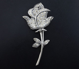 Серебряная брошь «Роза» с марказитами Серебро 925