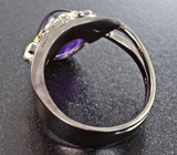 Серебряное кольцо со сливовым аметистом и родолитом