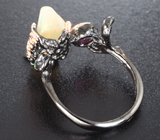 Серебряное кольцо с кристаллическим эфиопским опалом и рубином Серебро 925