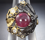 Серебряное кольцо с кабошоном рубина 6,51 карата