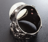 Серебряное кольцо с лунным камнем 25+ карат и розовыми турмалинами Серебро 925