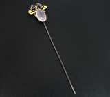 Серебряная булавка с розовым кварцем 18+ карат, аметистом и розовым турмалином Серебро 925