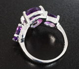Замечательное серебряное кольцо с насыщенными аметистами Серебро 925